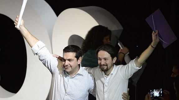 Alexis Tsipras y Pablo Iglesias. 