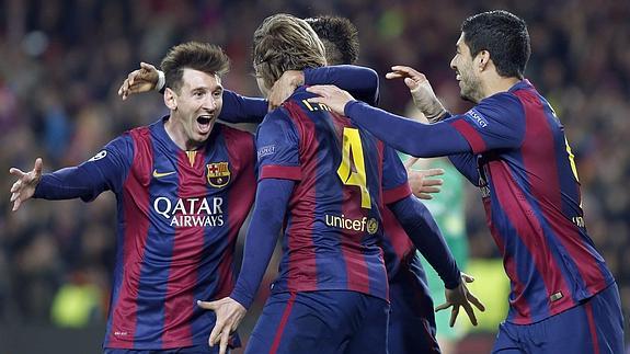 Los jugadores del Barça celebran un gol. 