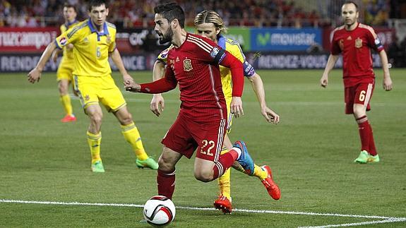 Isco, en el partido frente a Ucrania. 