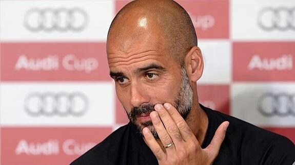 Pep Guardiola, en la rueda de prensa. 