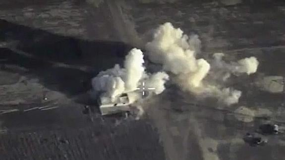 Imagen de un bombardeo ruso en terrotorio sirio. 