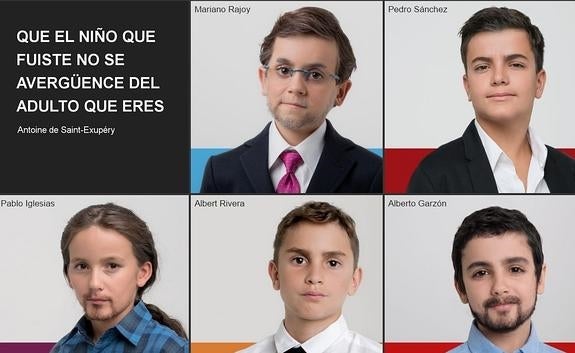 Varios niños, retratados como los candidatos a La Moncloa por Greenpeace.