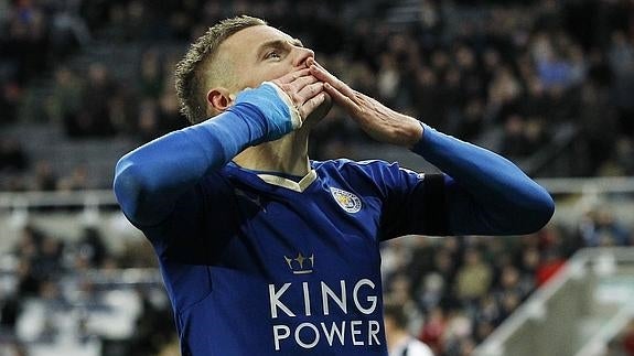 Vardy celebra un gol contra el Newcastle. 