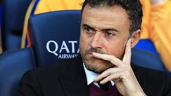 Luis Enrique, antes del partido ante el Deportivo. 