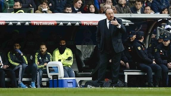 Rafa Benítez, durante el partido ante el Rayo Vallecano. 