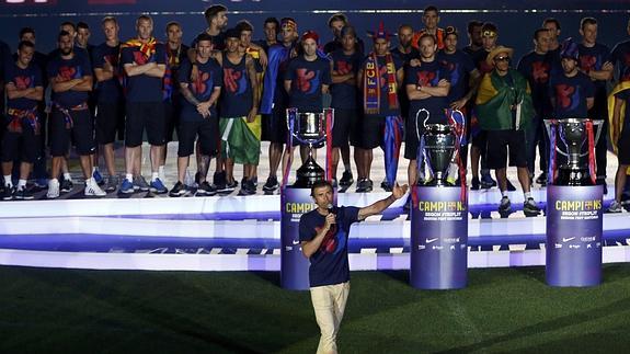 Luis Enrique, con el triplete