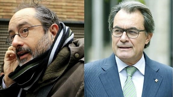 El diputado de la CUP Antonio Baños (i) y el president Artur Mas.