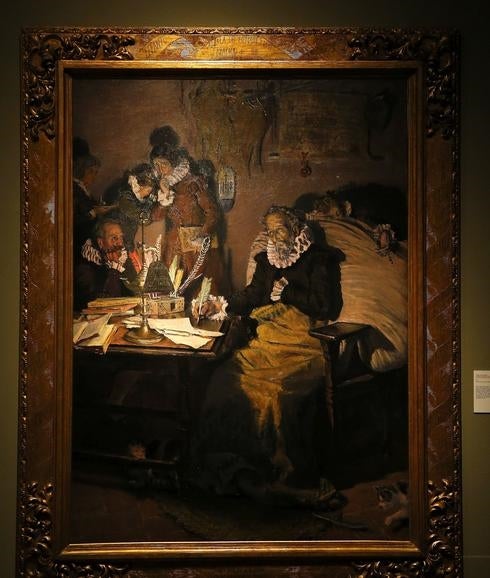 'Cervantes escribiendo la dedicatoria de su obra al Conde de Lemos', de Antonio Muñoz Degraín (1916), obra que forma parte de la muestra. 