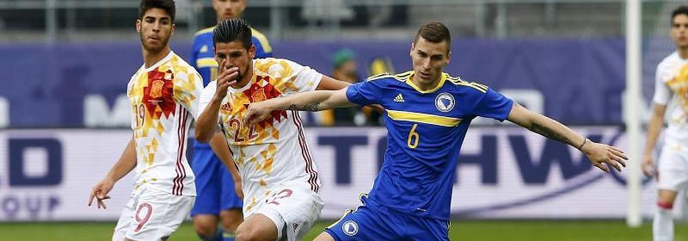 Nolito, durante el amistoso contra Bosnia.