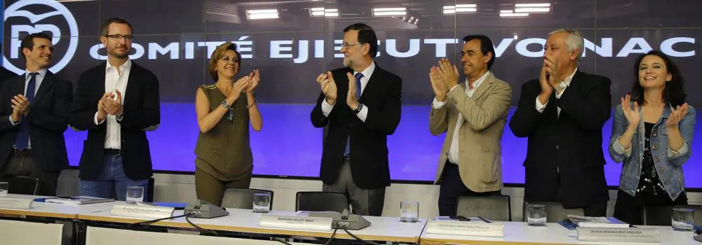 Rajoy, junto a parte de la cúpula del PP durante el Comité Ejecutivo Nacional . 