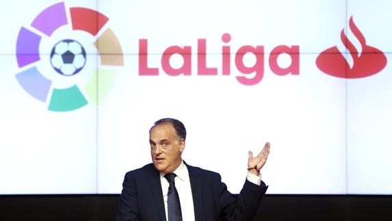 Javier Tebas, durante un evento de LaLiga. 