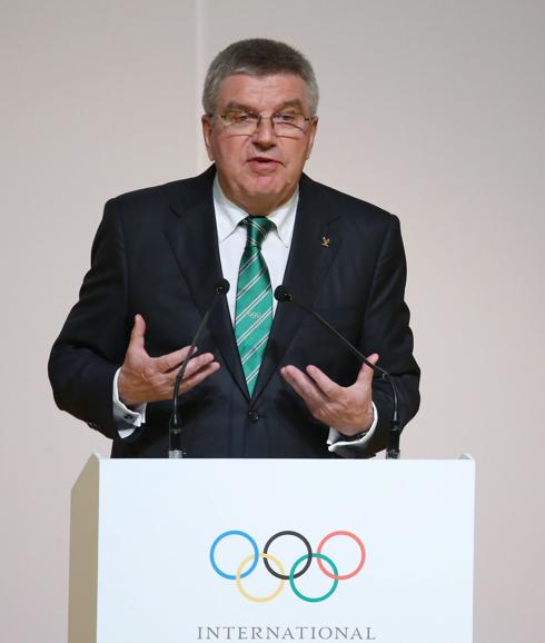 Thomas Bach, presidente del COI, durante una rueda de prensa para los Juegos Olímpicos. 