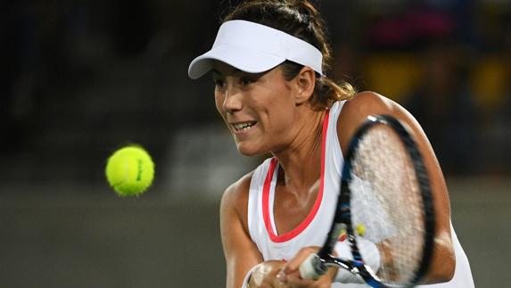 Garbiñe Muguruza, en pleno partido. 