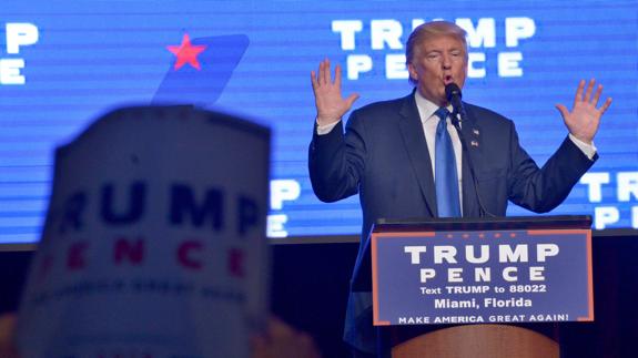 Donald Trump, durante el mitin en Miami. 