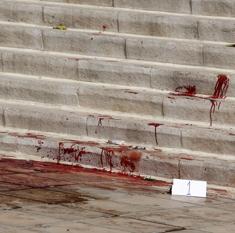 Restos de sangre en el lugar del asesinato.