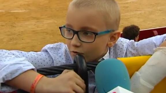 Adrián, en la plaza de toros.