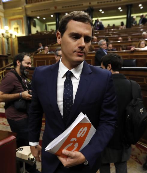 El presidente de Ciudadanos, Albert Rivera, en el Congreso de los Diputados. 