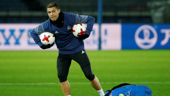 Ronaldo, en un entrenamiento. 