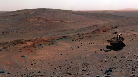 Un róver sobre la superficie de Marte.