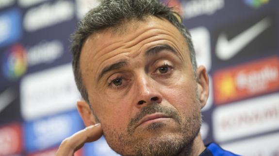 Luis Enrique, en rueda de prensa. 