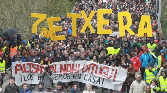 Manifestación en Alsasua pidiendo la liberación de los detenidos por la agresión.