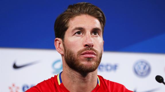 Sergio Ramos, en rueda de prensa. 