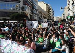 Los jóvenes cortaron el tráfico durante 25 minutos en ricardo Soriano. :: JOSELE-LANZA