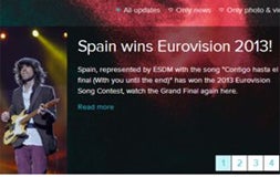 Imagen de la web oficial de Eurovisión en la que daban a España ganadores del festival 2013.