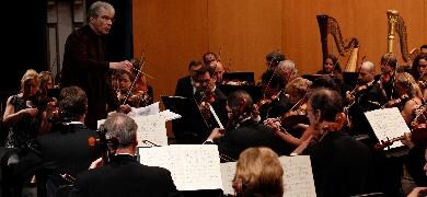 Músicos de la Filarmónica durante un concierto. :: SUR