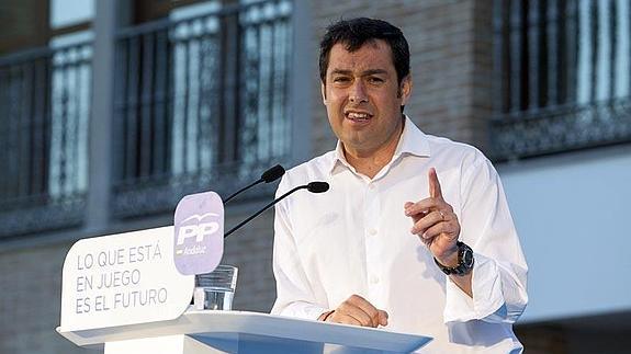 Juan Manuel Moreno Bonilla, durante la pasada campaña electoral para las europeas.