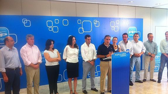 El líder del PP-A, Juanma Moreno, esta mañana en Málaga. 