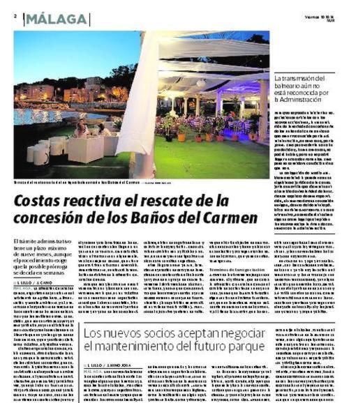 Costas reactiva el rescate de la concesión de los Baños del Carmen