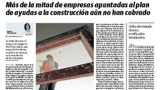 Más de la mitad de empresas apuntadas al plan de ayudas a la construcción aún no han cobrado