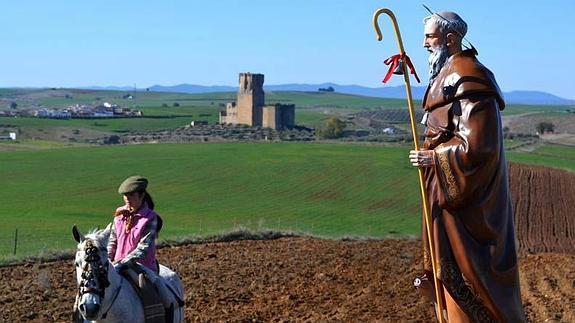 Imagen de San Antón durante la romería de Belalcázar, en Córdoba. 