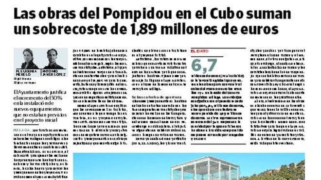 Las obras del Pompidou en el Cubo suman un sobrecoste de 1,89 millones de euros