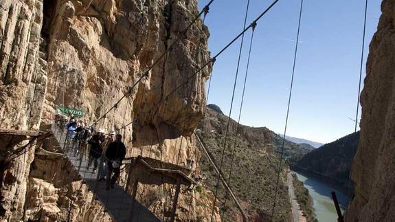 Puente colgante en el Caminito del Rey. 