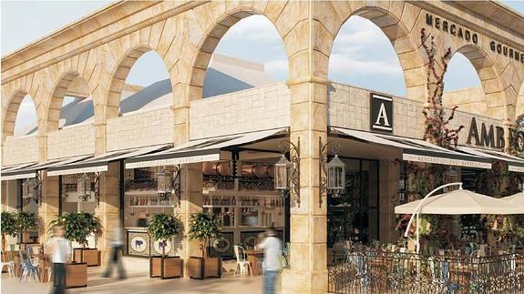 Infografía de la recreación del nuevo mercado en Puerto Banús.