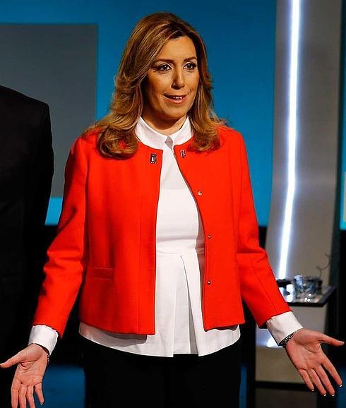 Susana Díaz, antes del comienzo del debate. 