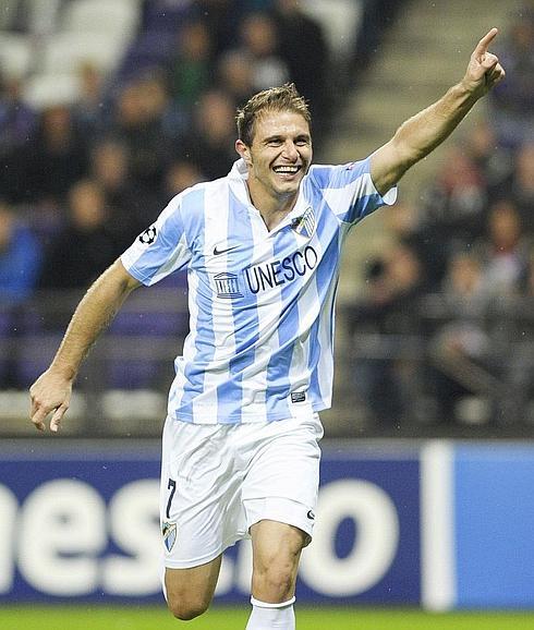 Joaquín celebra su gol contra el Anderlecht. 