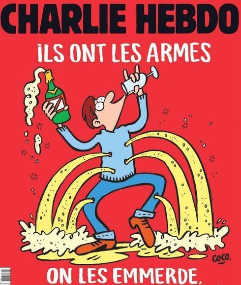 Nueva portada de 'Charlie Hebdo': "Ellos tienen las armas, a la mierda, ¡nosotros el champán!"