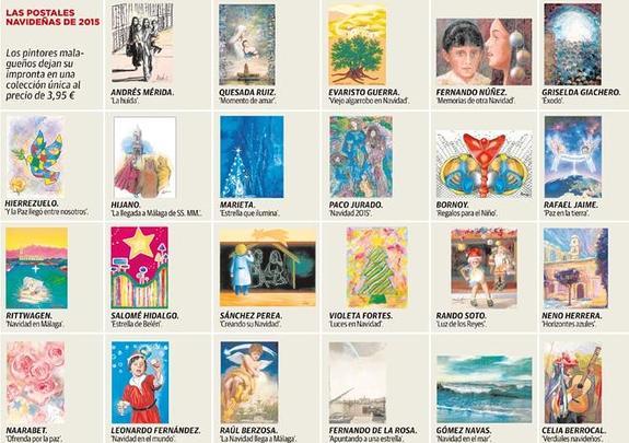 23 pintores malagueños retratan la Navidad en la colección de postales más solidaria