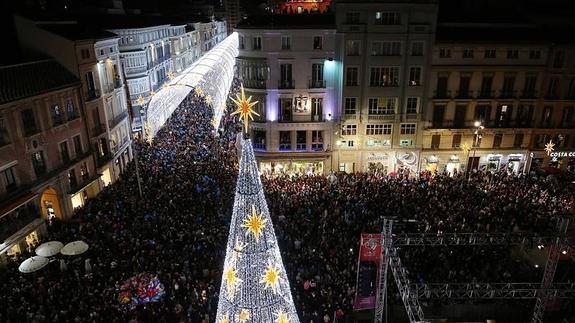 Imagen de la  iluminación de la Calle Larios.