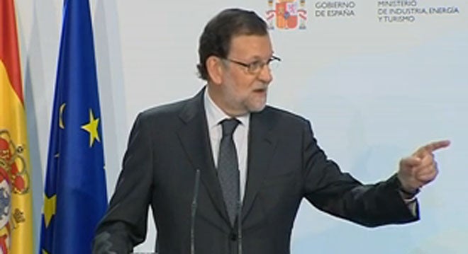 Rajoy en el momento en el que gesticula diciendo que quiere venir al Caminito del Rey.