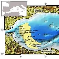 Localización de los volcanes del Mar de Alborán.