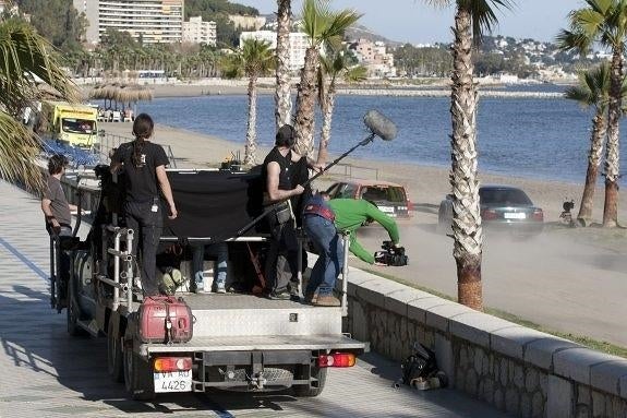 Un momento de la grabación de la película 'Toro' en La Malagueta.
