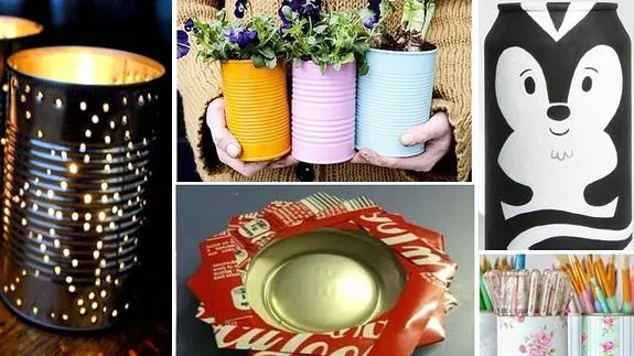 Diferentes ideas para reciclar latas de aluminio.