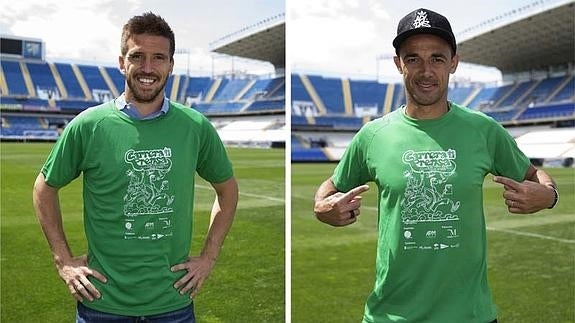 Camacho y Weligton posan con la camiseta promocional de la carrera. 