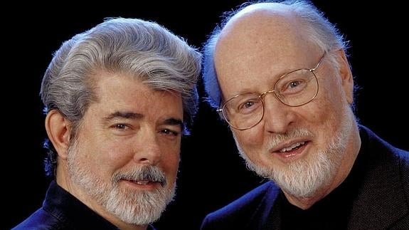 John Williams (derecha) junto al responsable de la popular saga, George Lucas. 
