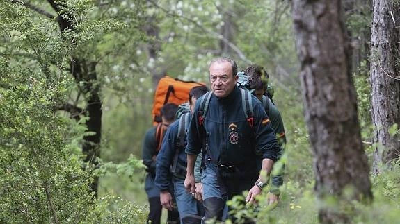 El subteniente Miguel Domínguez en una de sus últimas salidas, esta semana en Boltaña (Huesca)