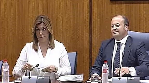 Susana Díaz, durante su comparecencia. 